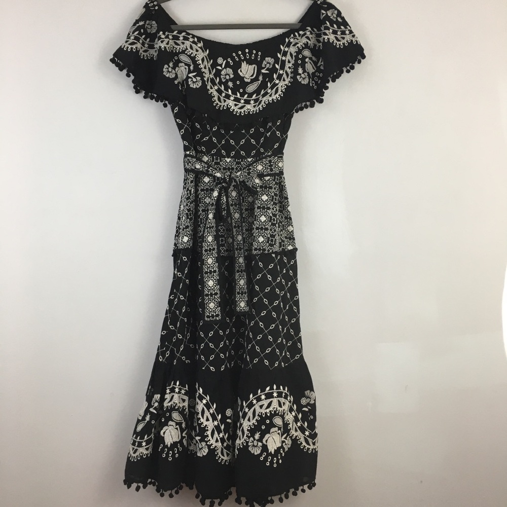 Anthropologie Black and White Off-Shoulder Dress